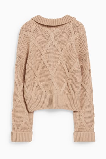 Donna - CLOCKHOUSE - cardigan - motivo a treccia - beige