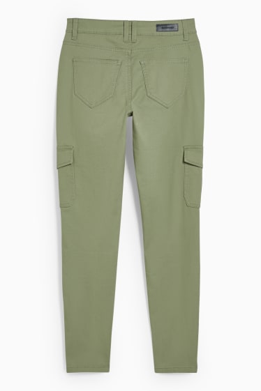 Women - CLOCKHOUSE - cargo trousers - high waist - skinny fit - green