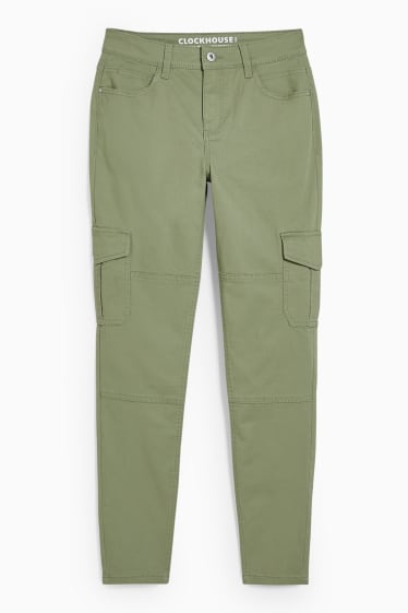 Donna - CLOCKHOUSE - pantaloni cargo - vita alta - skinny fit - verde