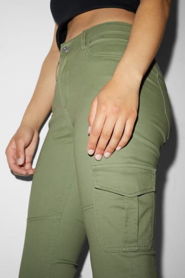 Femmes - CLOCKHOUSE- pantalon cargo - high waist - skinny fit - vert