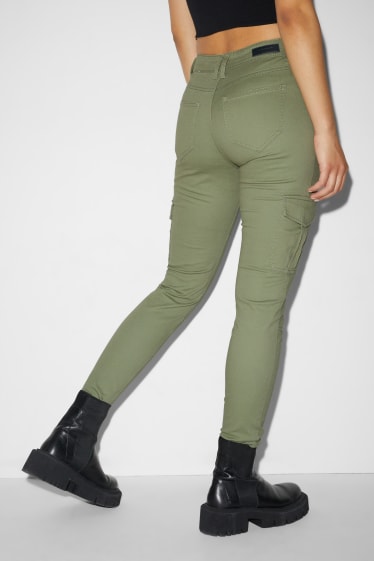 Donna - CLOCKHOUSE - pantaloni cargo - vita alta - skinny fit - verde