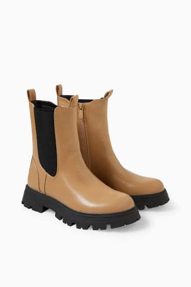 Damen - Chelsea Boots - gefüttert - Lederimitat - beige