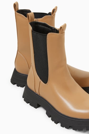 Women - Chelsea boots - lined - faux leather - beige