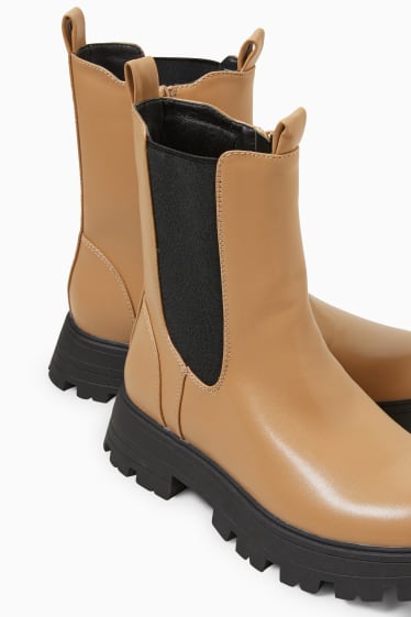 Damen - Chelsea Boots - gefüttert - Lederimitat - beige