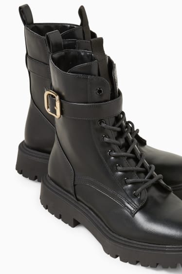 Damen - Boots - Lederimitat - schwarz