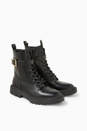 Damen - Boots - Lederimitat - schwarz