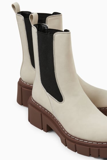Women - Chelsea boots - faux leather - beige