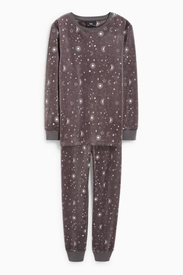 Kinder Mädchen - Pyjama - 2 teilig - gemustert - grau