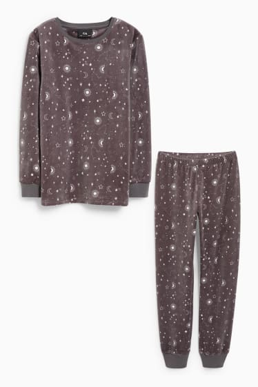 Kinder Mädchen - Pyjama - 2 teilig - gemustert - grau