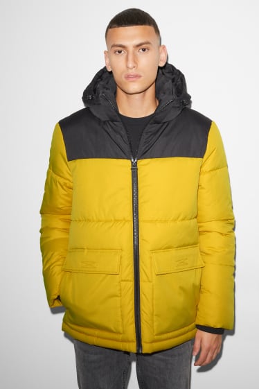 Men - CLOCKHOUSE - quilted jacket with hood - yellow