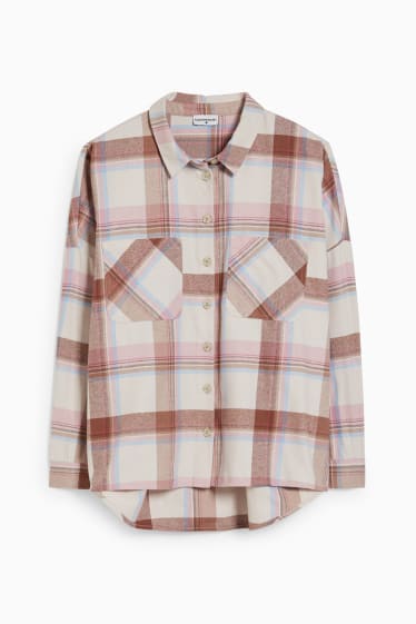 Damen - CLOCKHOUSE - Flanellbluse - kariert - rosa / beige