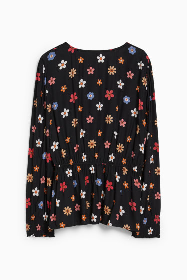 Donna - CLOCKHOUSE - blusa incrociata - a fiori - nero