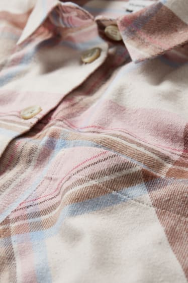 Damen - CLOCKHOUSE - Flanellbluse - kariert - rosa / beige