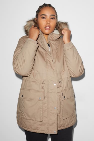 Femmes - CLOCKHOUSE - parka à capuche et garniture en simili-fourrure - beige