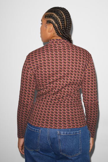 Femei - CLOCKHOUSE - bluză cu guler rulat - cu model - roșu / maro