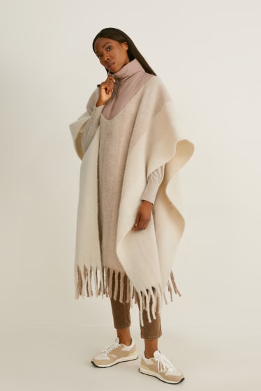 Dames - Poncho - taupe