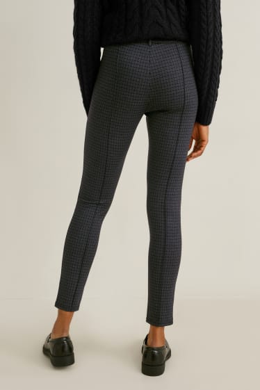 Damen - Jersey-Hose - Slim Fit - gemustert - schwarz / grau
