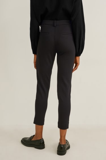Femmes - Pantalon en toile - mid-waist - slim fit - noir