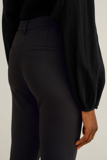 Femei - Pantaloni de stofă - talie medie - slim fit - negru