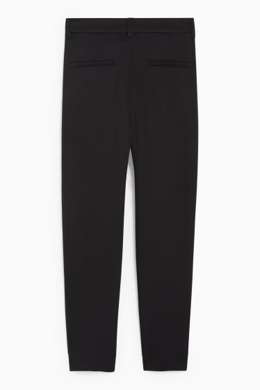 Femmes - Pantalon en toile - mid-waist - slim fit - noir