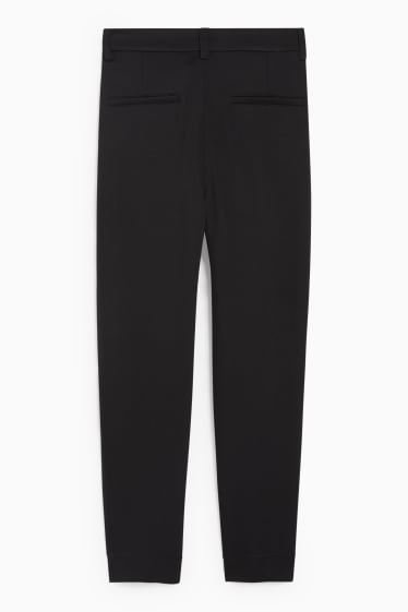 Women - Cloth trousers - mid-rise waist - slim fit - black