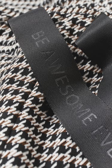 Donna - Pantaloni di jersey - gamba ampia - a quadretti - nero / bianco