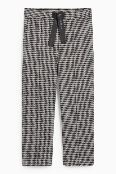Donna - Pantaloni di jersey - gamba ampia - a quadretti - nero / bianco