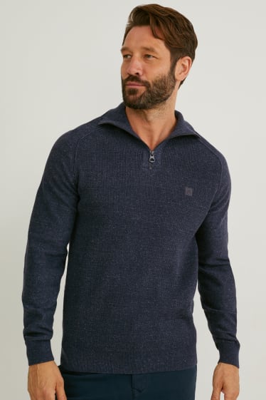 Men - Jumper - dark blue-melange