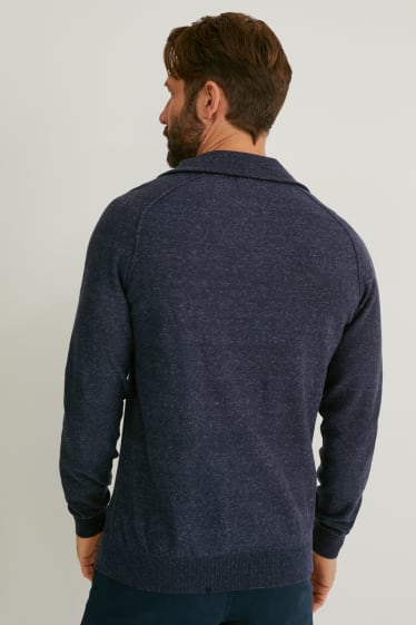 Hommes - Pull - bleu foncé-chiné