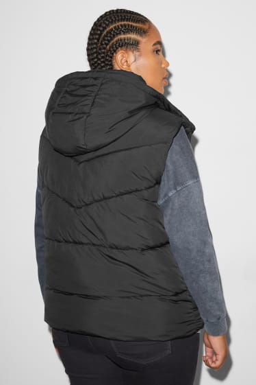 Women - CLOCKHOUSE - quilted gilet with hood - black