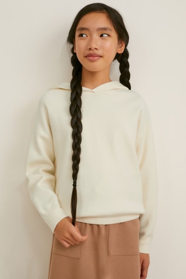 Enfants - Pullover à capuche - blanc crème