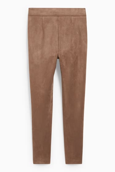 Femmes - Pantalon - mid-waist - coupe fuselée - synthétique - marron clair