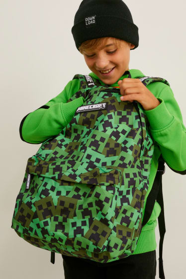 Enfants - Minecraft - ensemble - sac à dos et et trousse - 2 pièces - vert
