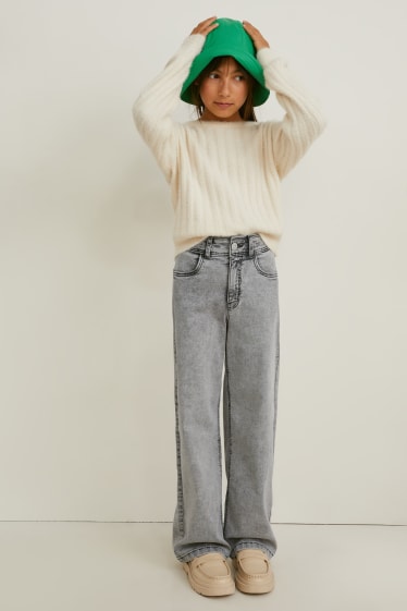 Kinderen - Wide leg jeans - jeanslichtgrijs