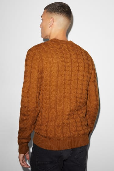 Uomo - CLOCKHOUSE - maglione - motivo a treccia - havana