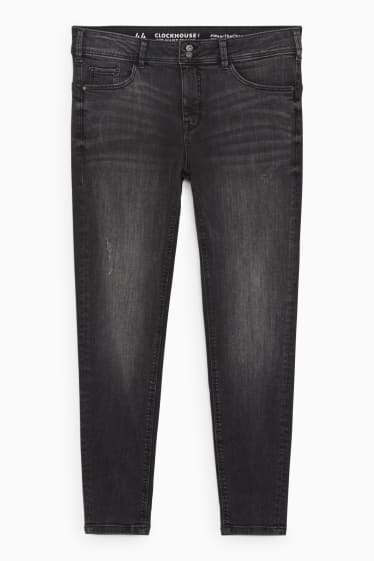 Tieners & jongvolwassenen - CLOCKHOUSE - skinny jeans - mid waist - push-up effect - zwart