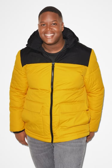 Men - CLOCKHOUSE - quilted jacket with hood - yellow