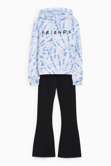 Enfants - Friends - ensemble - sweat à capuche et legging - 2 pièces - blanc / bleu