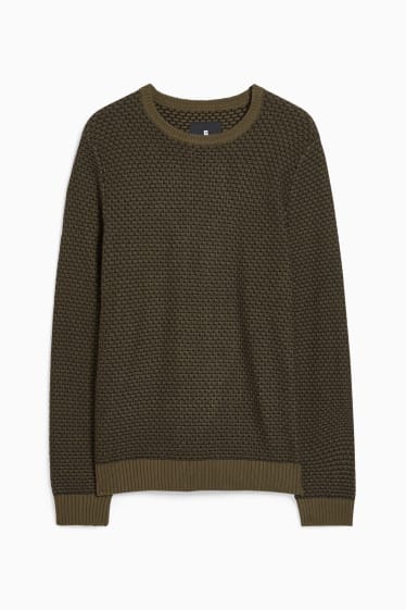 Mężczyźni - CLOCKHOUSE - sweter - ciemnozielony / czarny