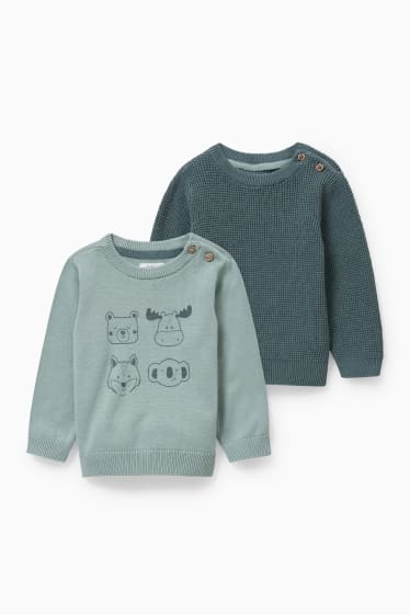 Baby Jungen - Multipack 2er - Baby-Pullover - grün