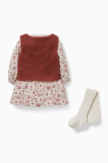 Babys - Baby-Outfit - 3 teilig - braun / cremeweiss