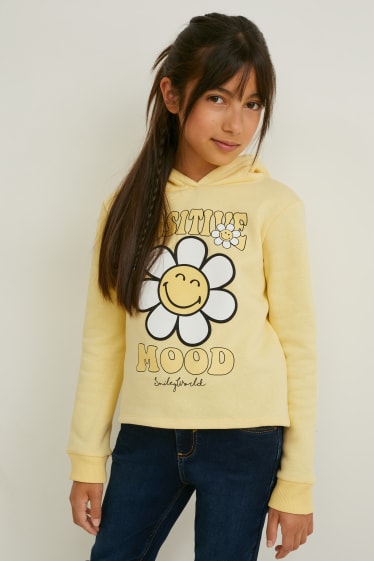 Enfants - SmileyWorld - sweat à capuche - à fleurs - jaune clair