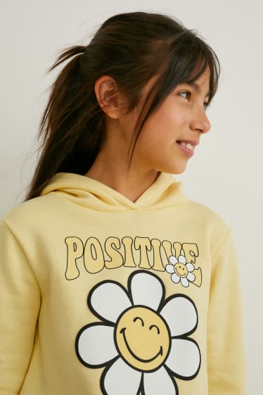 Enfants - SmileyWorld - sweat à capuche - à fleurs - jaune clair