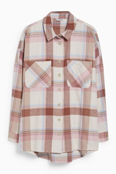 Femei - CLOCKHOUSE - bluză din flanel - în carouri - bej / maro