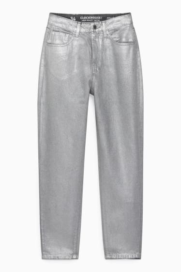 Jóvenes - CLOCKHOUSE - mom jeans - high waist - LYCRA® - plateado