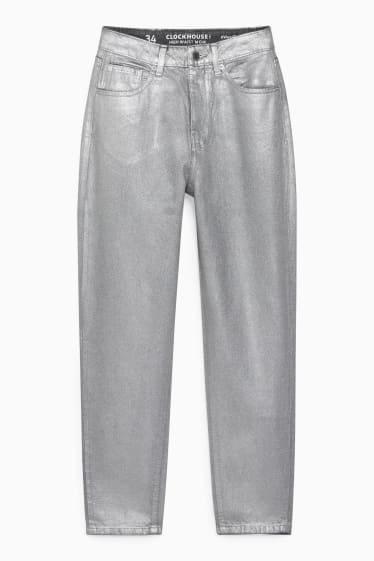 Teens & young adults - CLOCKHOUSE - mom jeans - high waist - LYCRA® - silver