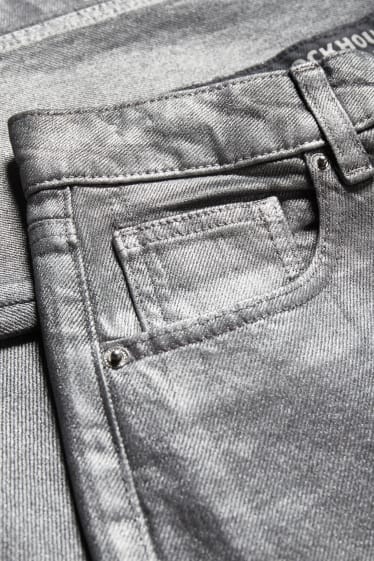 Nastolatki - CLOCKHOUSE - mom jeans - wysoki stan - LYCRA® - srebrny