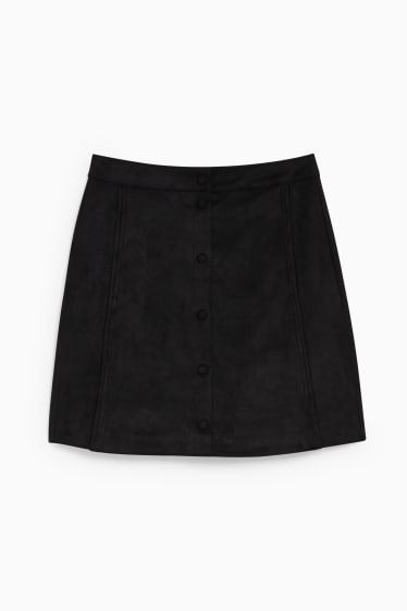 Femei - Fustă mini - imitație de piele întoarsă - negru
