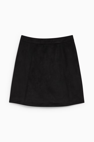 Femei - Fustă mini - imitație de piele întoarsă - negru