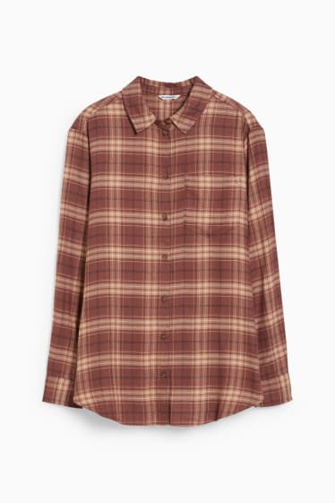 Women - CLOCKHOUSE - flannel blouse - check - brown